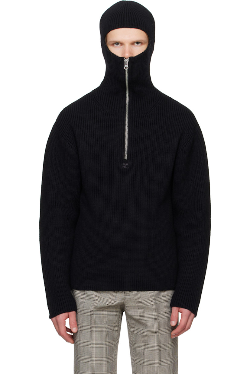 Rib-knit merino wool hoodie.

· Zip closure extends to hood
· Embroidered logo at front
· Silver-tone hardware 

Supplier color: Black