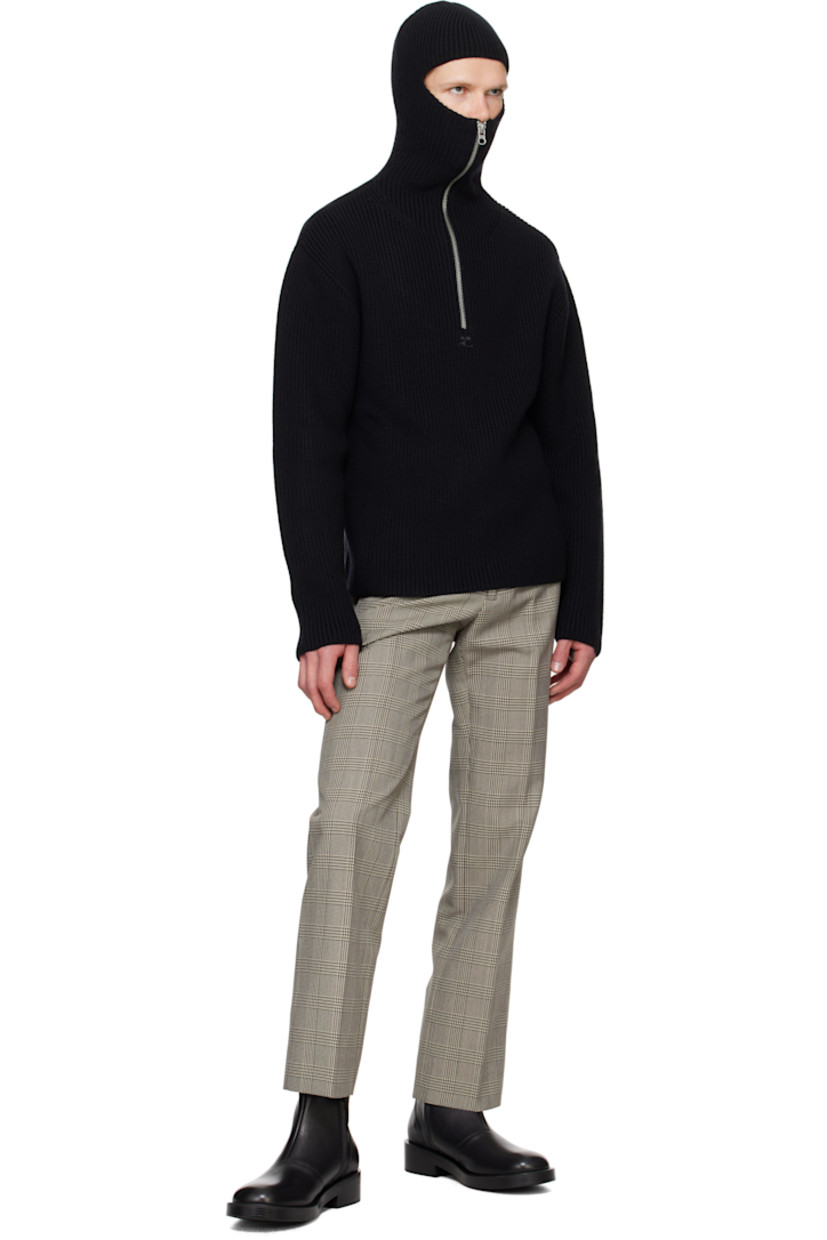 Rib-knit merino wool hoodie.

· Zip closure extends to hood
· Embroidered logo at front
· Silver-tone hardware 

Supplier color: Black