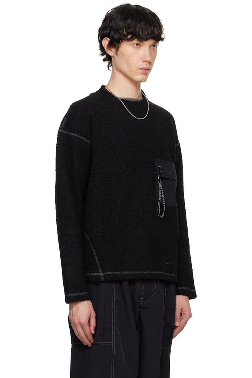 Knit wool-blend sweater. Jacquard pattern throughout.

· Paneled construction
· Crewneck
· Flap pocket with carabiner at chest 
· Reflective bonded logo at front
· Dropped shoulders
· Logo-embossed locker loop at back collar

Supplier color: Black