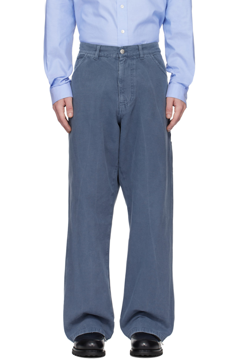 Cotton canvas trousers. Fading and subtle distressing throughout.

· Belt loops
· Five-pocket styling 
· Zip-fly 
· Cargo pockets at outseam 
· Embroidered logo patch at back waistband
· Logo-engraved silver-tone hardware

Supplier color: Blue