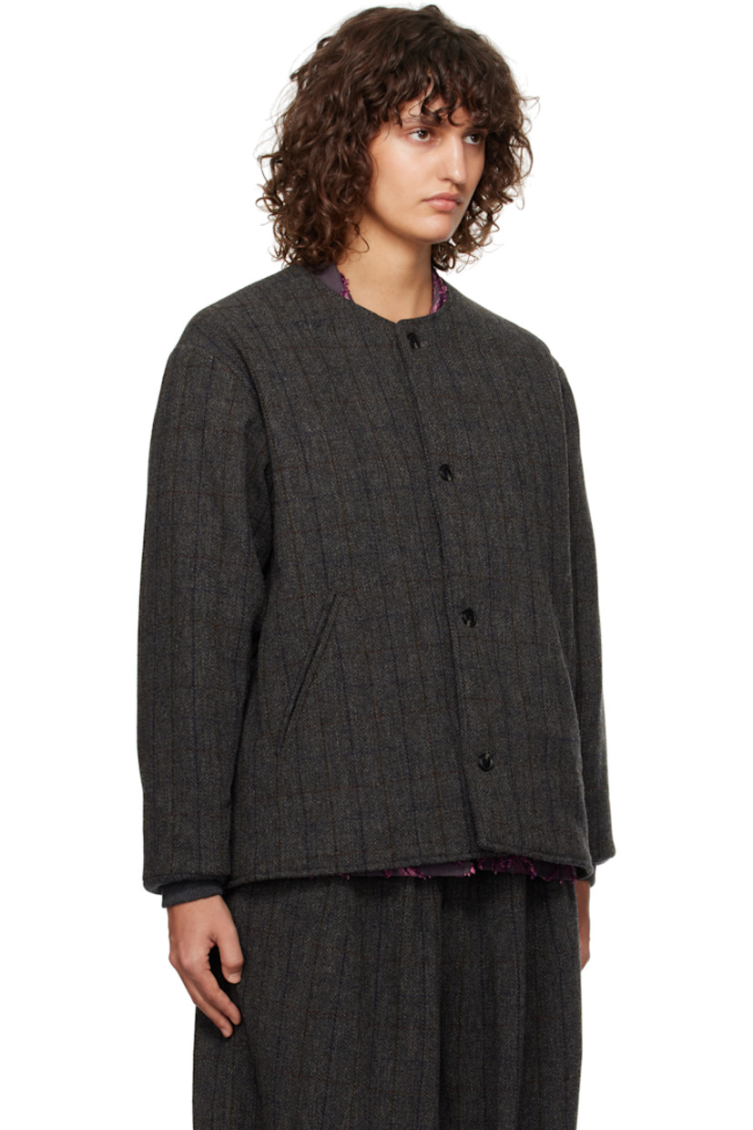 Padded wool tweed jacket. Check pattern throughout.

· Round neck
· Button closure
· Welt pockets
· Rib-knit cuffs
· Welt pocket at interior
· Full cupro satin lining

Supplier color: Charcoal