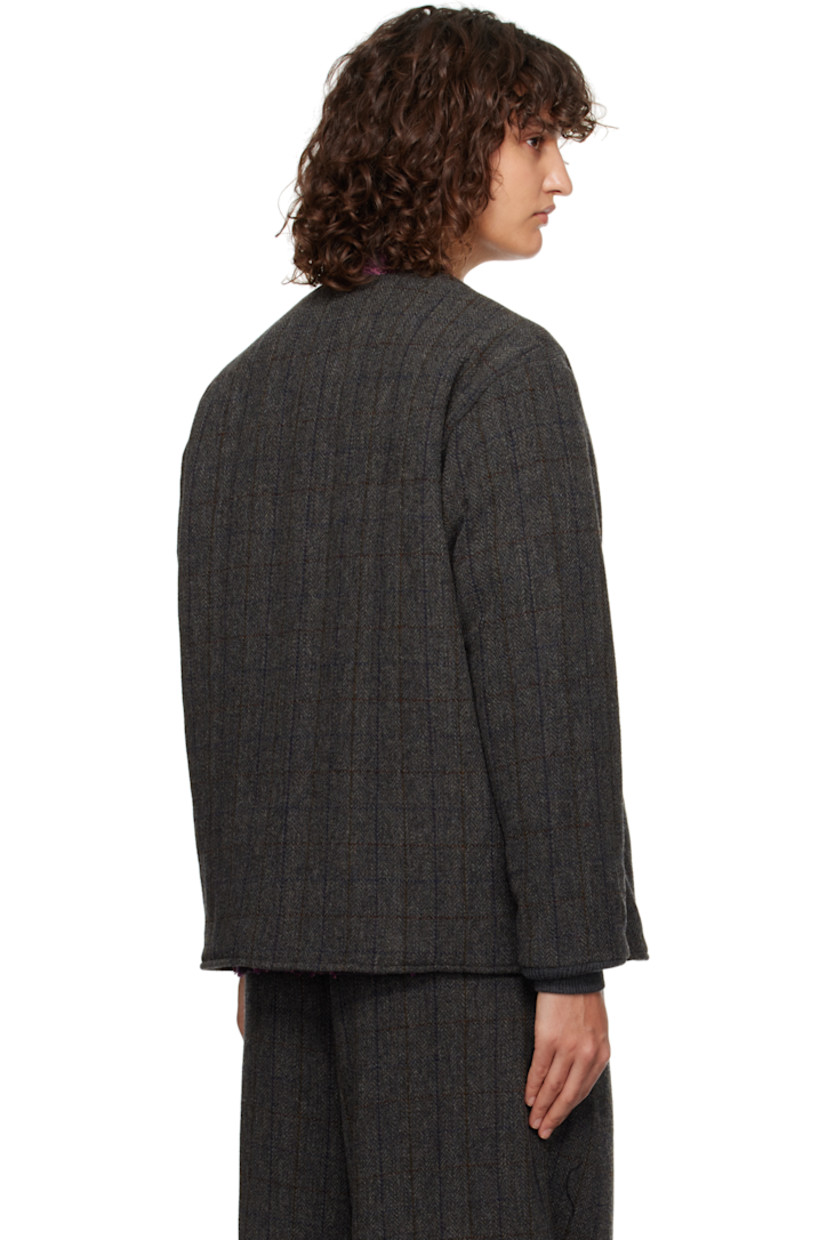 Padded wool tweed jacket. Check pattern throughout.

· Round neck
· Button closure
· Welt pockets
· Rib-knit cuffs
· Welt pocket at interior
· Full cupro satin lining

Supplier color: Charcoal