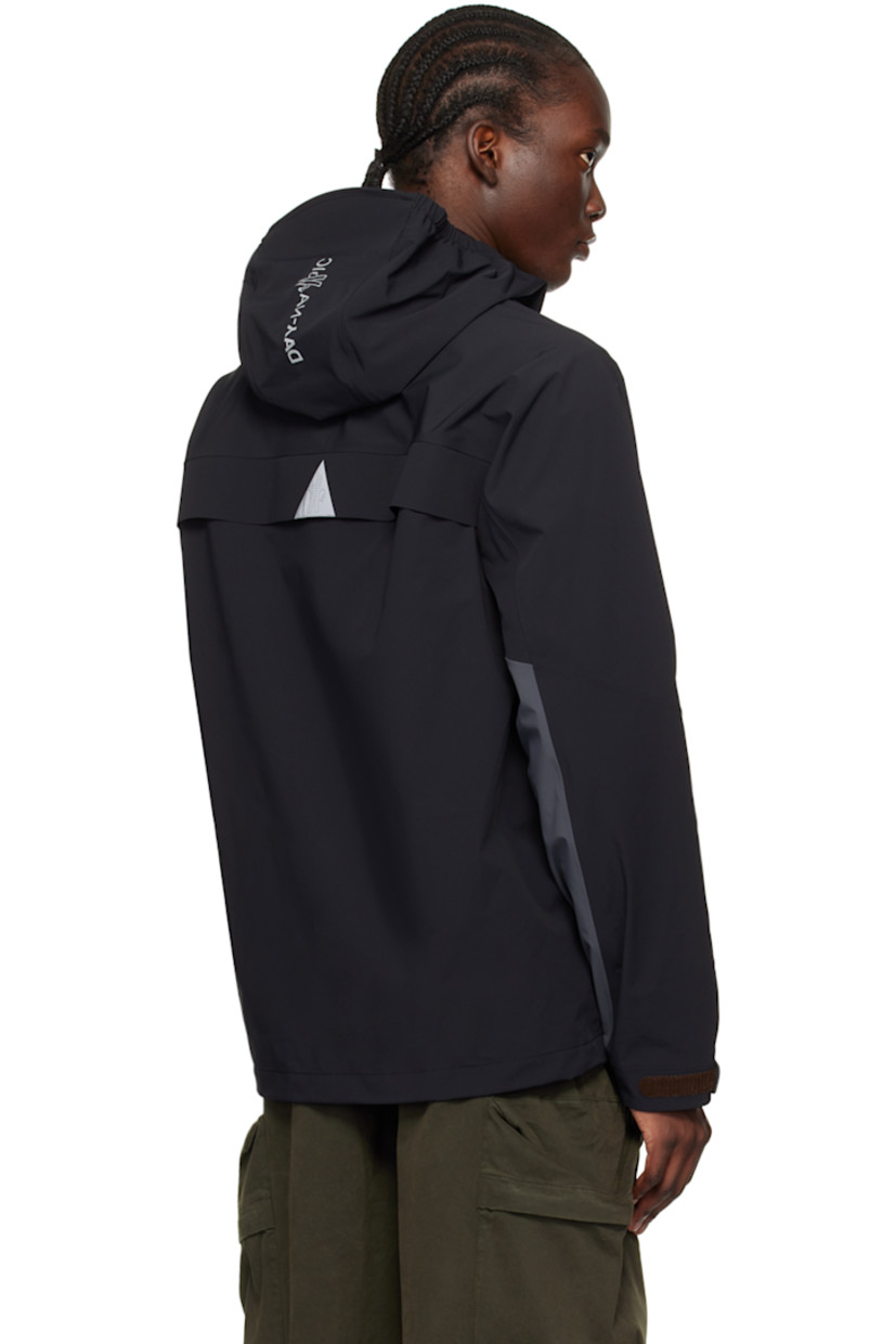 Paneled stretch nylon taffeta jacket. Taped seams throughout.

· Windproof, waterproof, lightweight, and breathable
· RECCO�® rescue technology
· Reflective logo printed at elasticized brimmed hood
· Perforated logo at funnel neck 
· Logo bonded at two-way zip closure and cuff
· Zip pockets
· Bungee-style drawstring at hem 
· Yoke sleeves
· Embroidered logo patch at sleeve
· Velcro tab at partially elasticized cuffs
· Reflective perforated logo patch at back yoke
· Unlined 
· Logo-engraved black hardware

Supplier color: Black