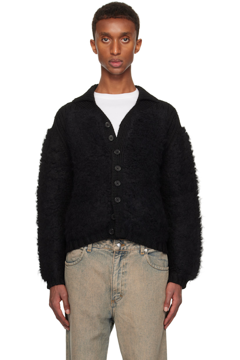 Shag-knit alpaca-blend cardigan. 

· Spread collar
· Button closure
· Rib-knit shoulders

Supplier color: Panther