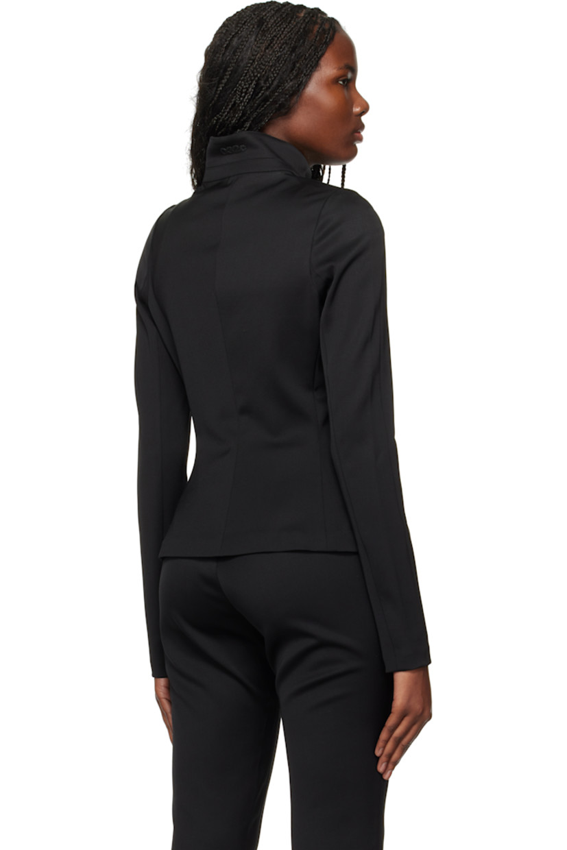 Stretch virgin wool-blend jersey jacket. 

· Spread collar 
· Button closure 
· Darts at front
· Rubberized logo at back collar

Supplier color: Black