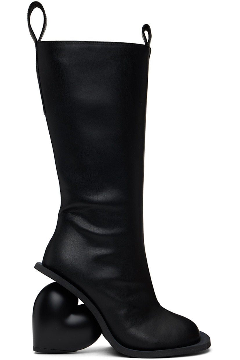Mid-calf buffed faux-leather boots in black.

· Pull-loops at collar
· Zip closure at inner side
· Logo embossed at heel collar
· Sculptural heel with rubber injection
· Neolite foam rubber sole
· Heel: H3.75"

Available exclusively at SSENSE.

Supplier color: Black