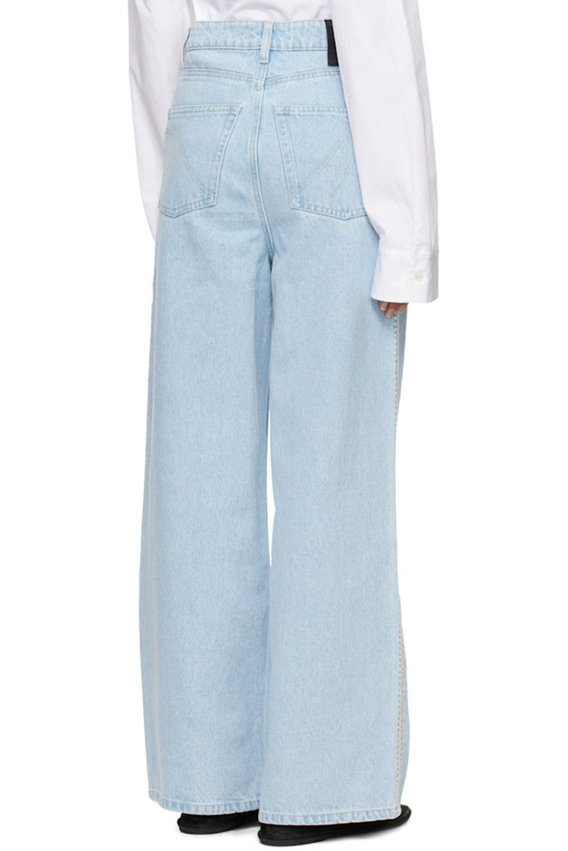 Loose-fit and wide-leg non-stretch organic cotton denim jeans. Fading throughout.

· Low-rise
· Belt loops
· Five-pocket styling
· Button-fly
· Crocheted trim at outseams
· Logo patch at back waistband 
· Logo embroidered at back pockets 
· Logo-engraved silver-tone hardware
· Contrast stitching in beige 

Supplier color: Eco bleach/Creme