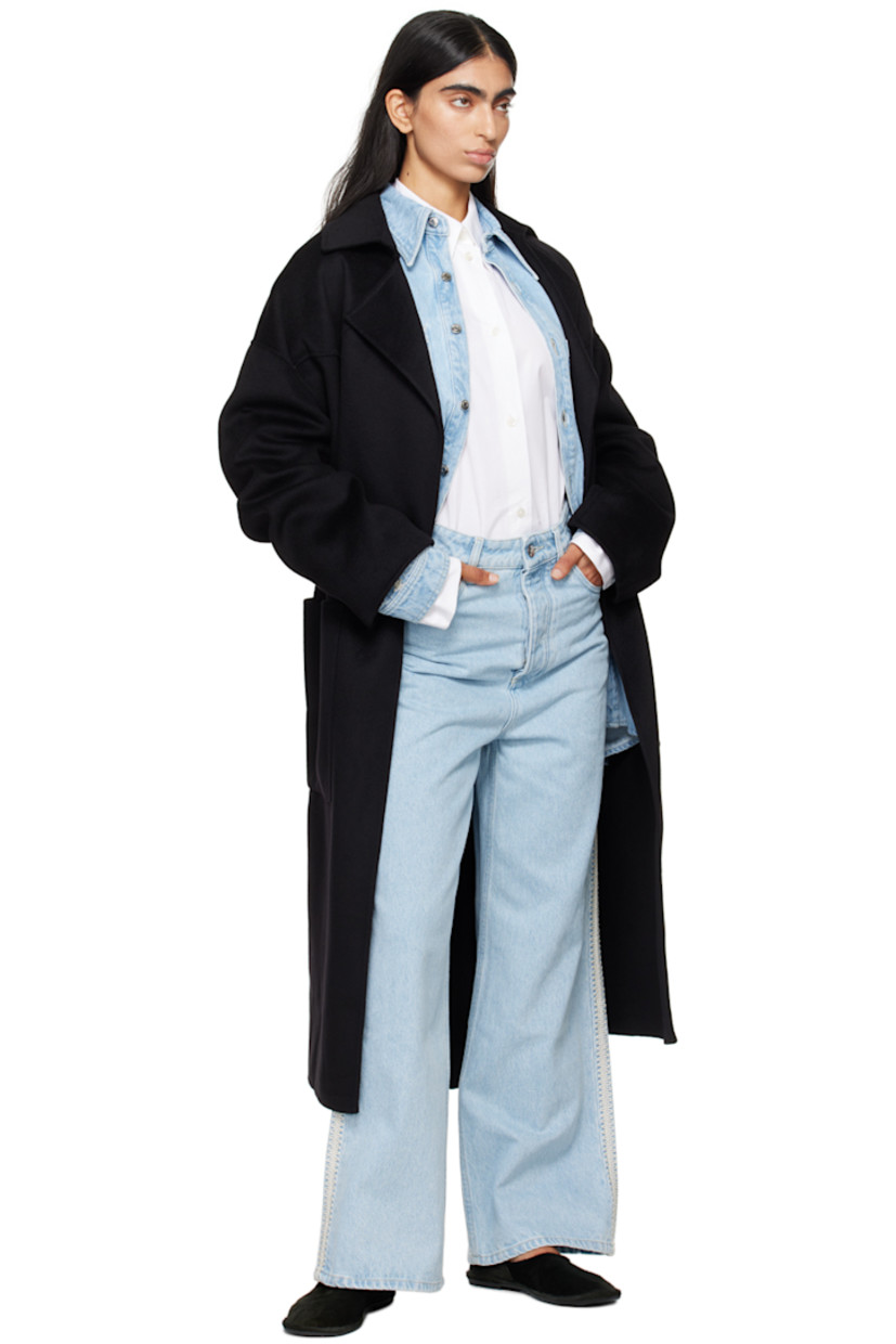 Non-stretch denim shirt. Fading throughout.

· Spread collar
· Button closure
· Patch pockets
· Dropped shoulders 
· Crocheted trim at sleeves
· Pleat at single-button barrel cuffs
· Logo-engraved silver-tone hardware
· Contrast stitching in beige 

Supplier color: Eco bleach/Creme