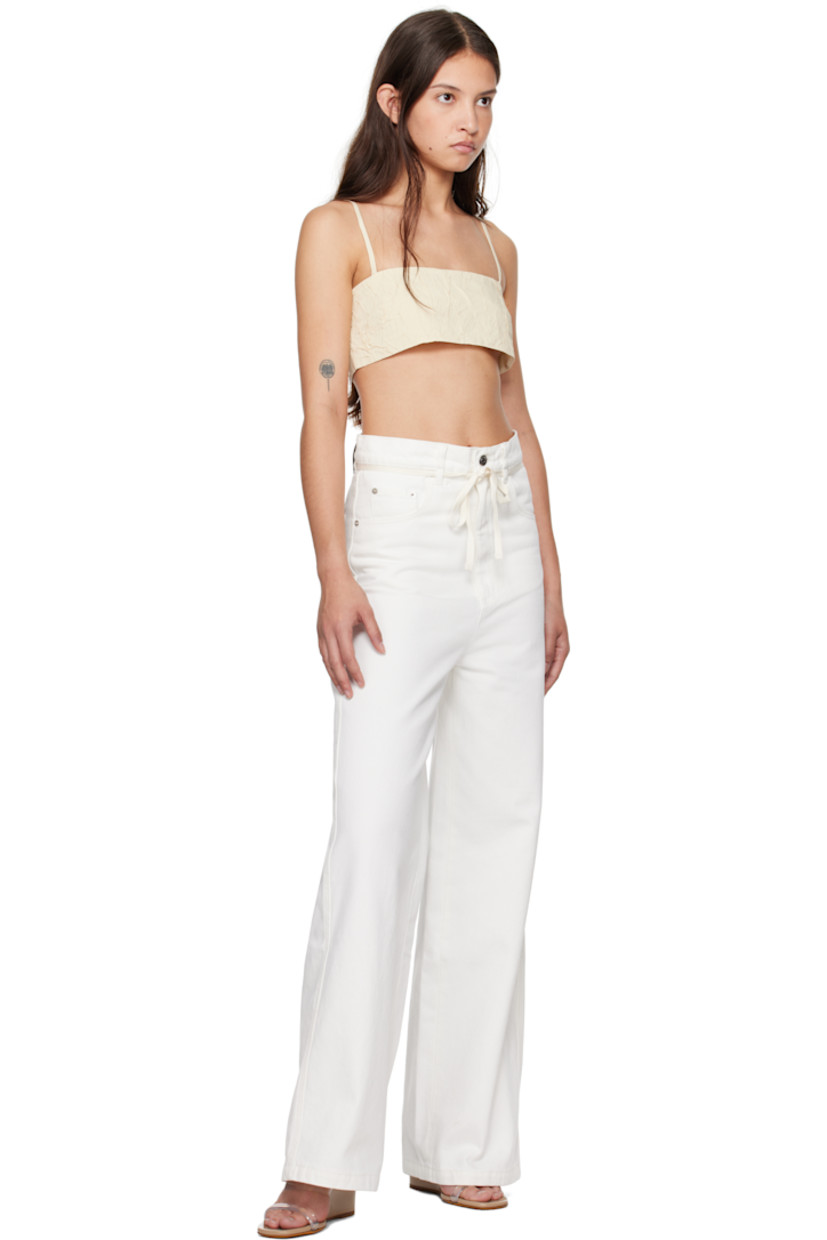 Crinkled viscose-blend poplin top.

· Straight neck
· Adjustable spaghetti shoulder straps
· Button closure at back

Supplier color: Oat