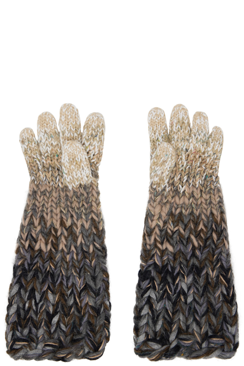 Hand-knit wool gloves in multicolor. 

· Gradient effect throughout
· Logo-engraved silver-tone hardware at cuff 

Supplier color: Colormix