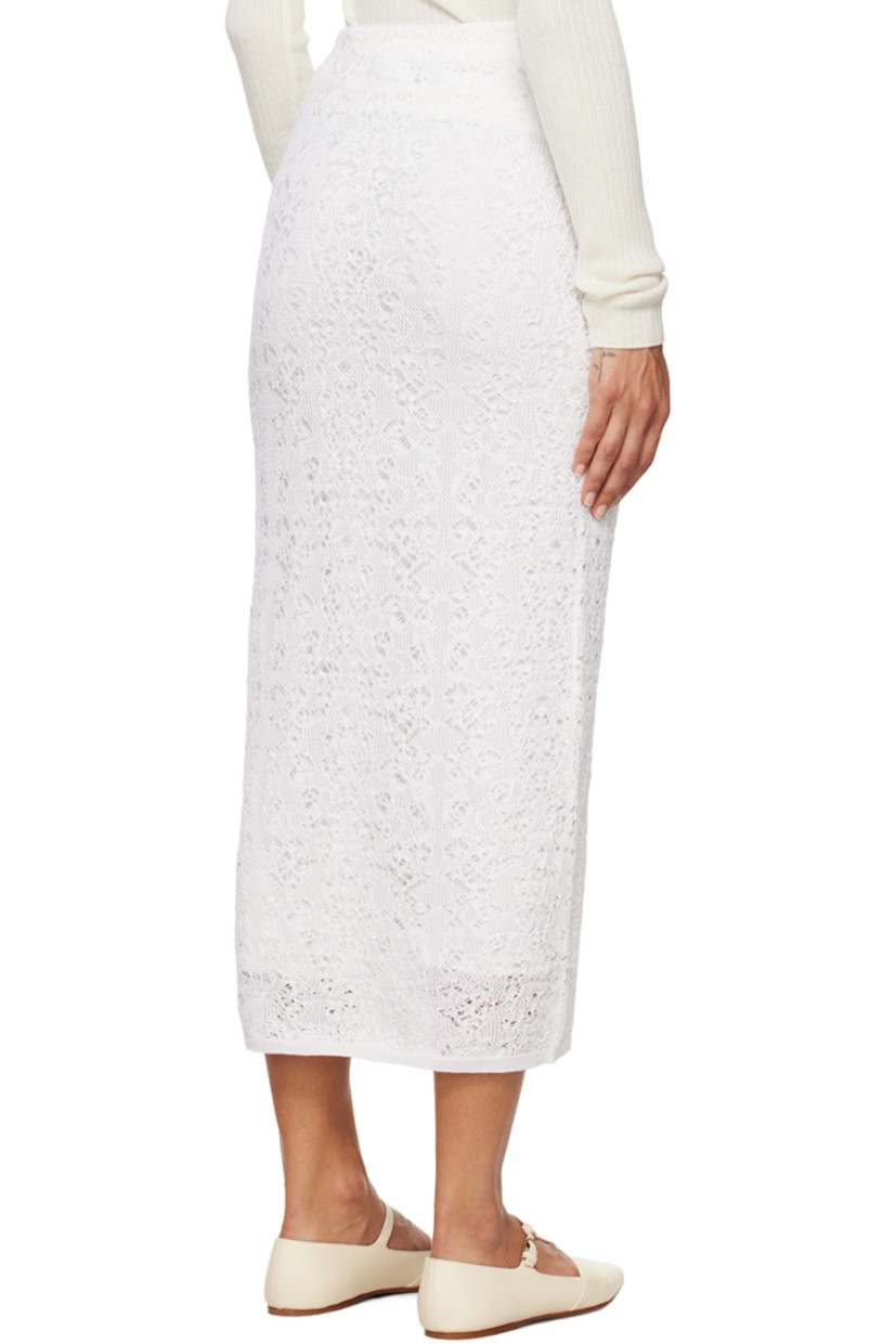 Pointelle knit silk skirt. 

· Elasticized waistband
· Rib knit hem
· Concealed zip closure at side
· Detachable satin lining

Supplier color: Ivory