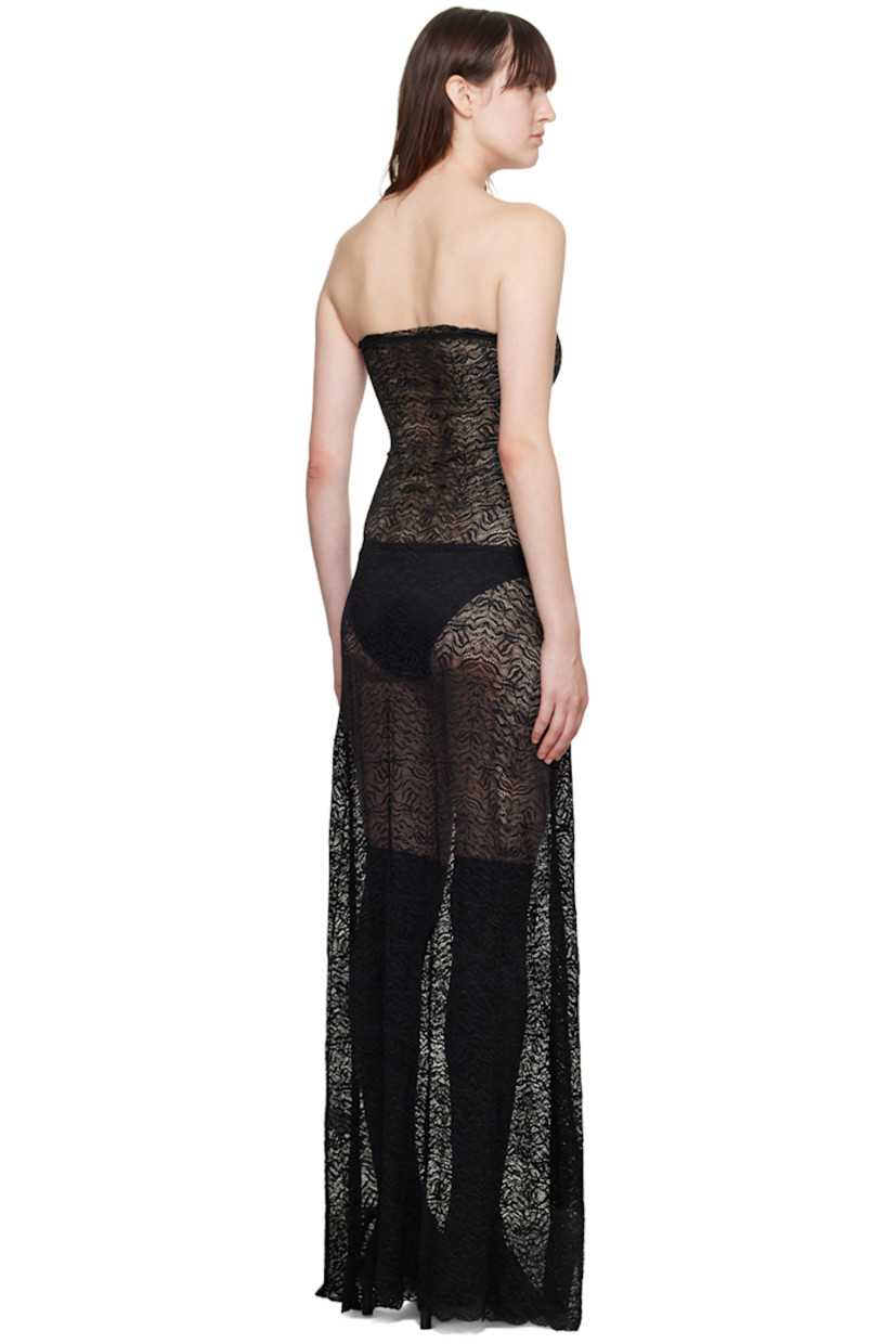 A-line sheer stretch nylon-blend lace dress. Floral pattern throughout.

· Strapless construction
· Scalloped edge at straight neck and hem

Available exclusively at SSENSE.

Supplier color: Black