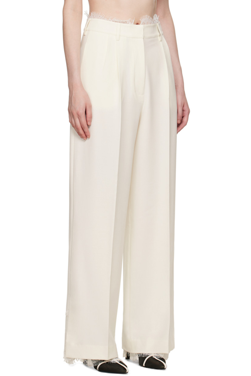 Stretch polyester- and viscose-blend barathea trousers.

· Lace trim at waistband and vented cuffs
· Belt loops
· Four-pocket styling
· Zip-fly
· Pleats at front
· Creased legs

Supplier color: Alabaster