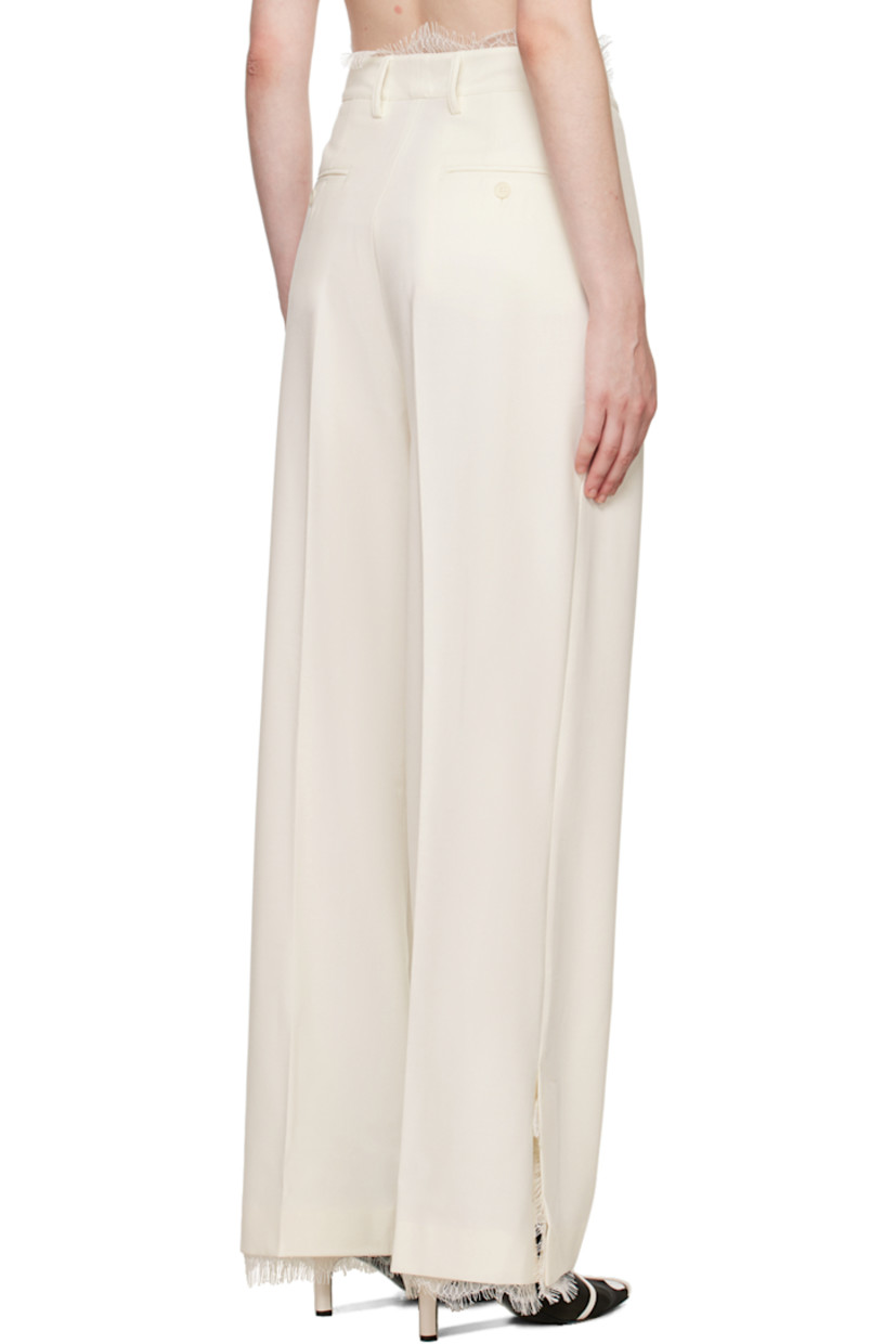 Stretch polyester- and viscose-blend barathea trousers.

· Lace trim at waistband and vented cuffs
· Belt loops
· Four-pocket styling
· Zip-fly
· Pleats at front
· Creased legs

Supplier color: Alabaster