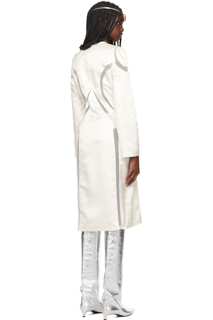 Viscose- and silk-blend satin and sheer tulle dress. 

· Paneled construction 
· Round neck
· Concealed zip closure at back
· Unlined

Part of the exclusive SSENSE Bridal capsule.

Supplier color: White