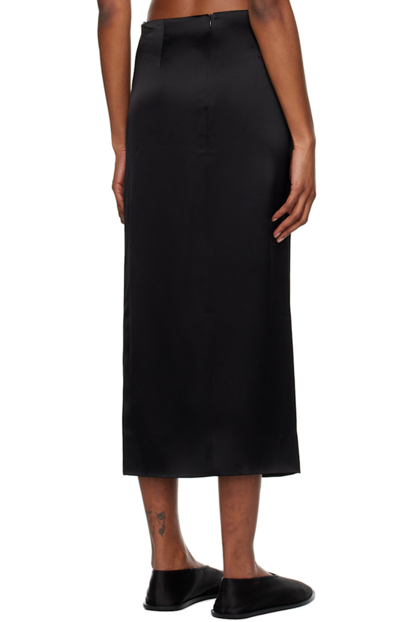 Triacetate-blend satin skirt. 

· Wrap construction
· Central vent at hem
· Concealed zip closure at back 

Supplier color: Black