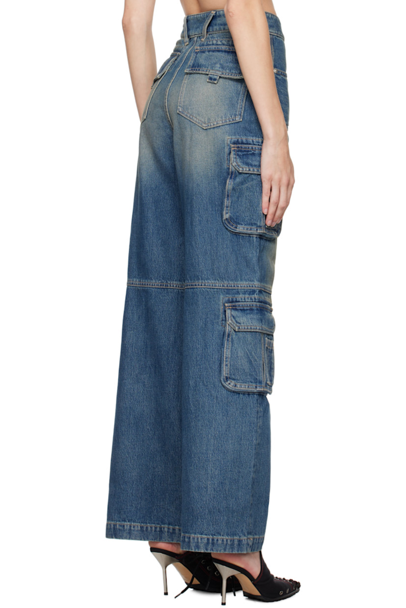 Loose-fit non-stretch denim jeans. Fading and whiskering throughout.

· Belt loops
· Four-pocket styling
· Zip-fly
· Cargo pockets at outseams
· Logo-engraved silver-tone hardware

Supplier color: Malibu blue