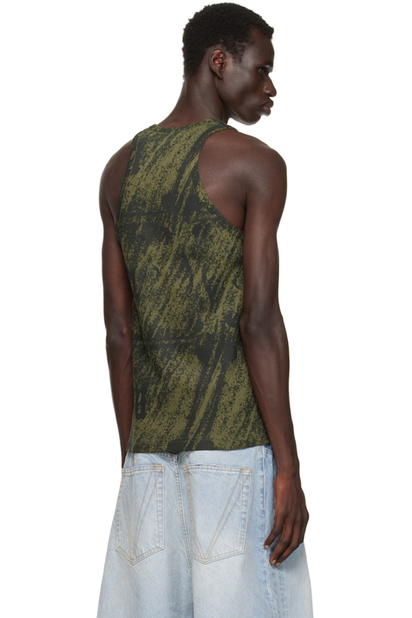 Stretch cotton jersey tank top. Graphic and logo pattern printed throughout.

· Rib knit scoop neck and armscyes
· Racerback

Supplier color: Khaki