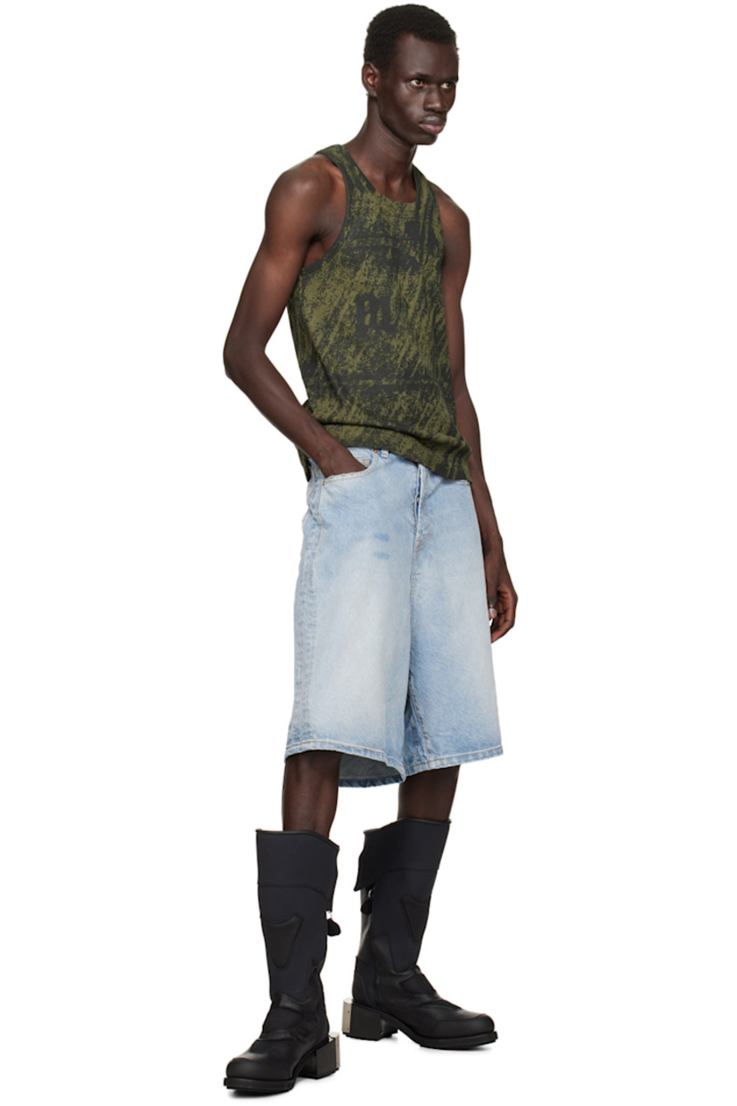 Stretch cotton jersey tank top. Graphic and logo pattern printed throughout.

· Rib knit scoop neck and armscyes
· Racerback

Supplier color: Khaki