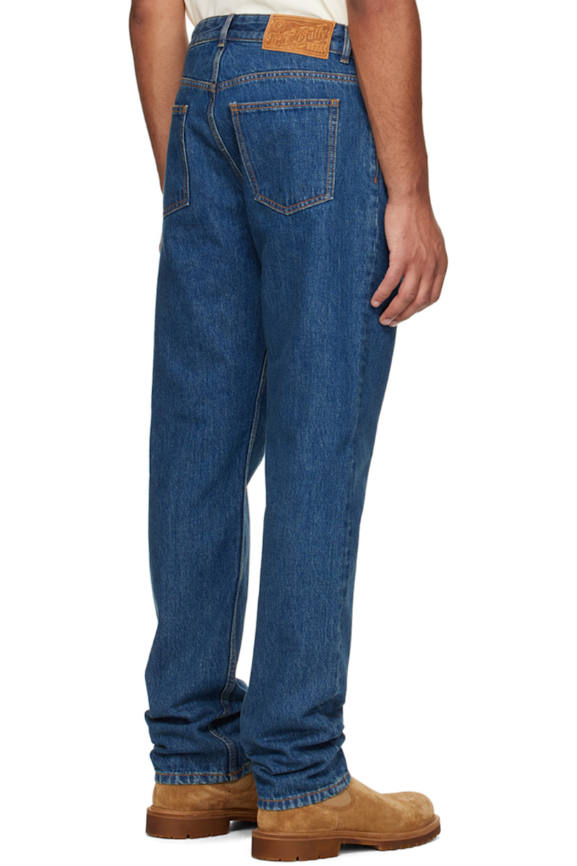 Non-stretch denim jeans.

· Belt loops
· Five-pocket styling
· Zip-fly
· Logo patch at back waistband
· Logo-engraved silver-tone hardware
· Contrast stitching in tan

Supplier color: Denim