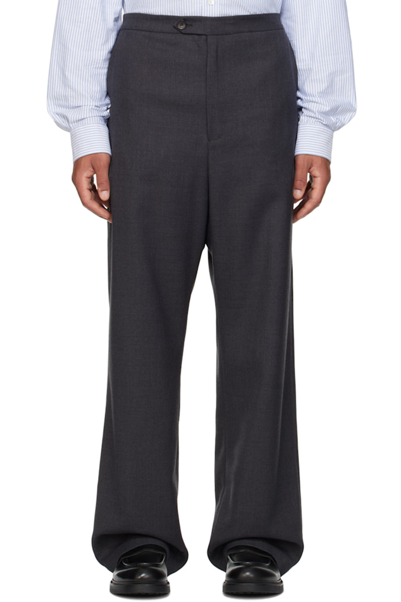 Loose-fit wool- and polyester-blend twill trousers.

· Partially elasticized waistband
· Three-pocket styling
· Zip-fly
· Logo flag at back pocket

Supplier color: Dark grey
