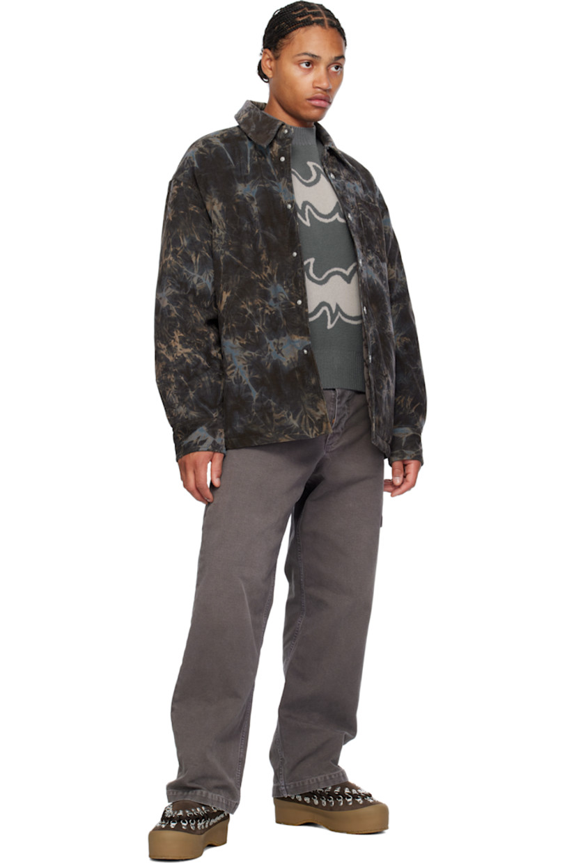 Textured cotton corduroy overshirt. Tie-dye pattern printed throughout.

· Spread collar
· Press-stud closure
· Logo embroidered at patch pocket
· Welt pockets
· Dropped shoulders
· Press-stud fastening at pleated barrel cuffs
· Patch pocket at interior
· Full quilted satin lining
· Logo-engraved silver-tone hardware

Supplier color: GRY