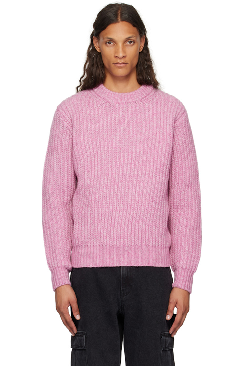 Brushed rib knit wool-blend sweater.

· Crewneck
· Dropped shoulders

Supplier color: Pink
