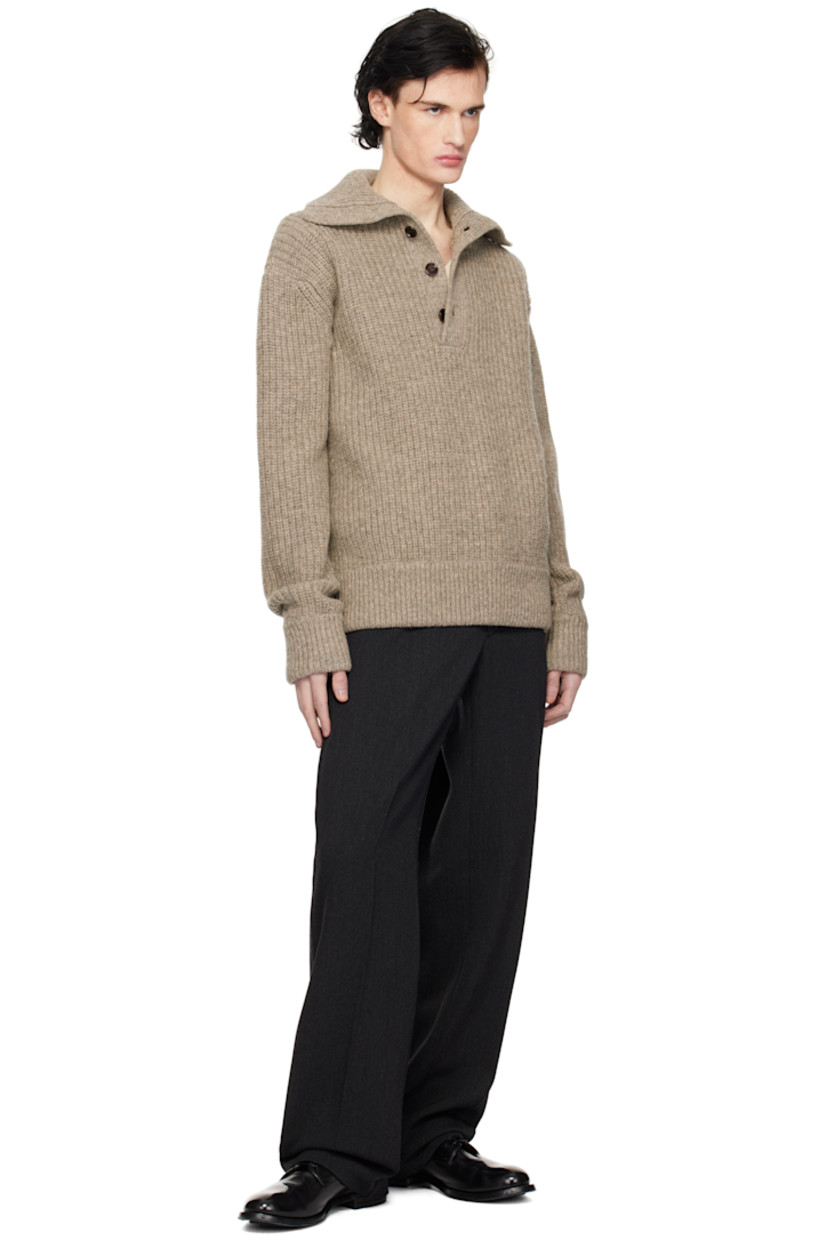 Straight-leg polyester- and wool-blend twill trousers. 

· Low-rise 
· Belt loops 
· Four-pocket styling 
· Creased legs 

Supplier color: Black Melange