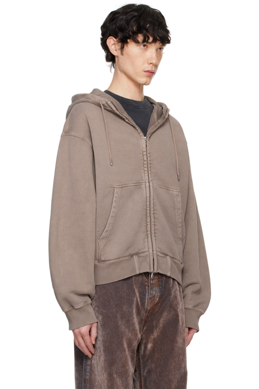 French terry hoodie.

· Drawstring at hood
· Funnel neck
· Two-way zip closure
· Patch pockets
· Rib-knit hem and cuffs
· Dropped shoulders

Supplier color: Vintage Mud Fleece