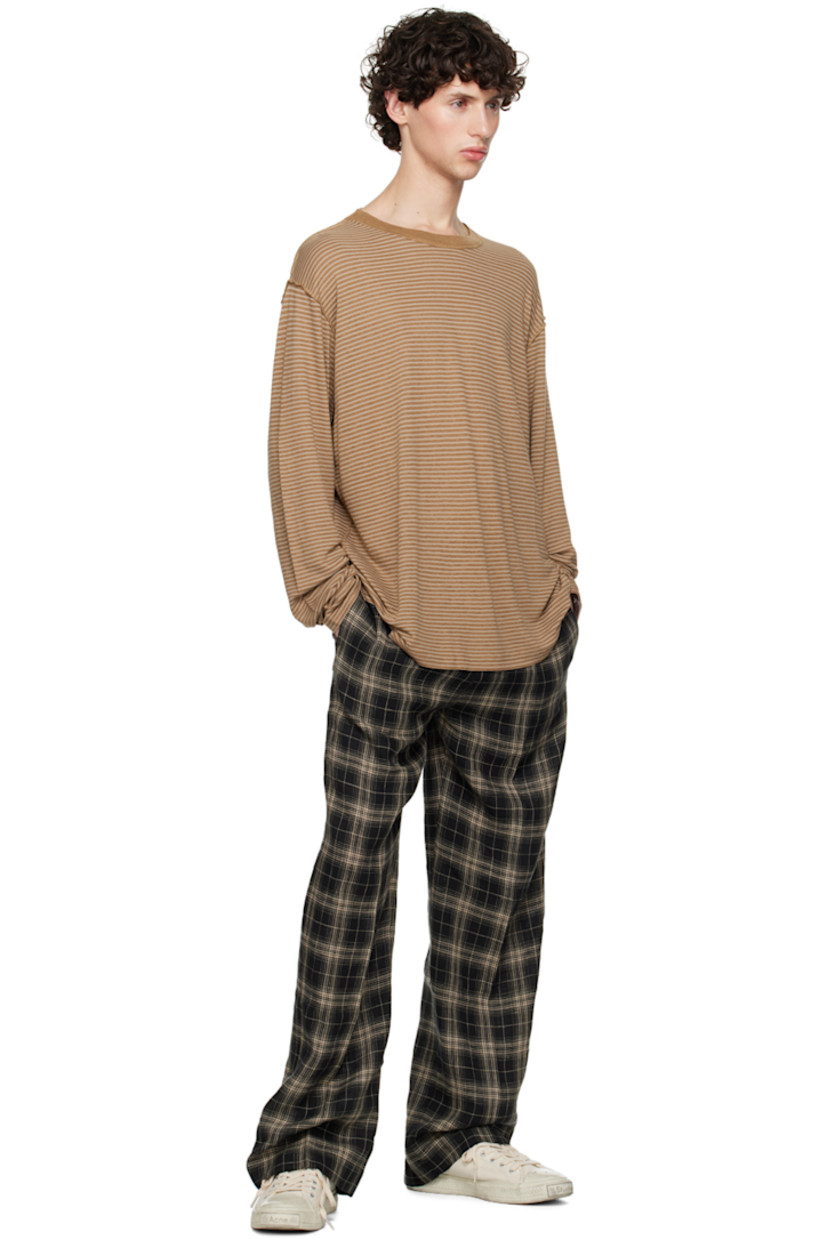 Lightweight linen-blend jersey T-shirt. Stripes and exposed seams throughout.

· Rib knit crewneck
· Dropped shoulders

Supplier color: Brown Mauve stripe