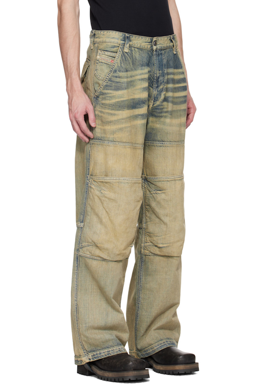 Stonewashed non-stretch denim jeans. Fading, whiskering, and subtle distressing throughout. 

· Mid-rise
· Belt loops 
· Five-pocket styling 
· Zip fly 
· Logo patch at coin pocket 
· Patch pocket and darts at knees 
· Logo hardware at back waistband 
· Logo-engraved silver-tone hardware 

Supplier color: Medium blue
