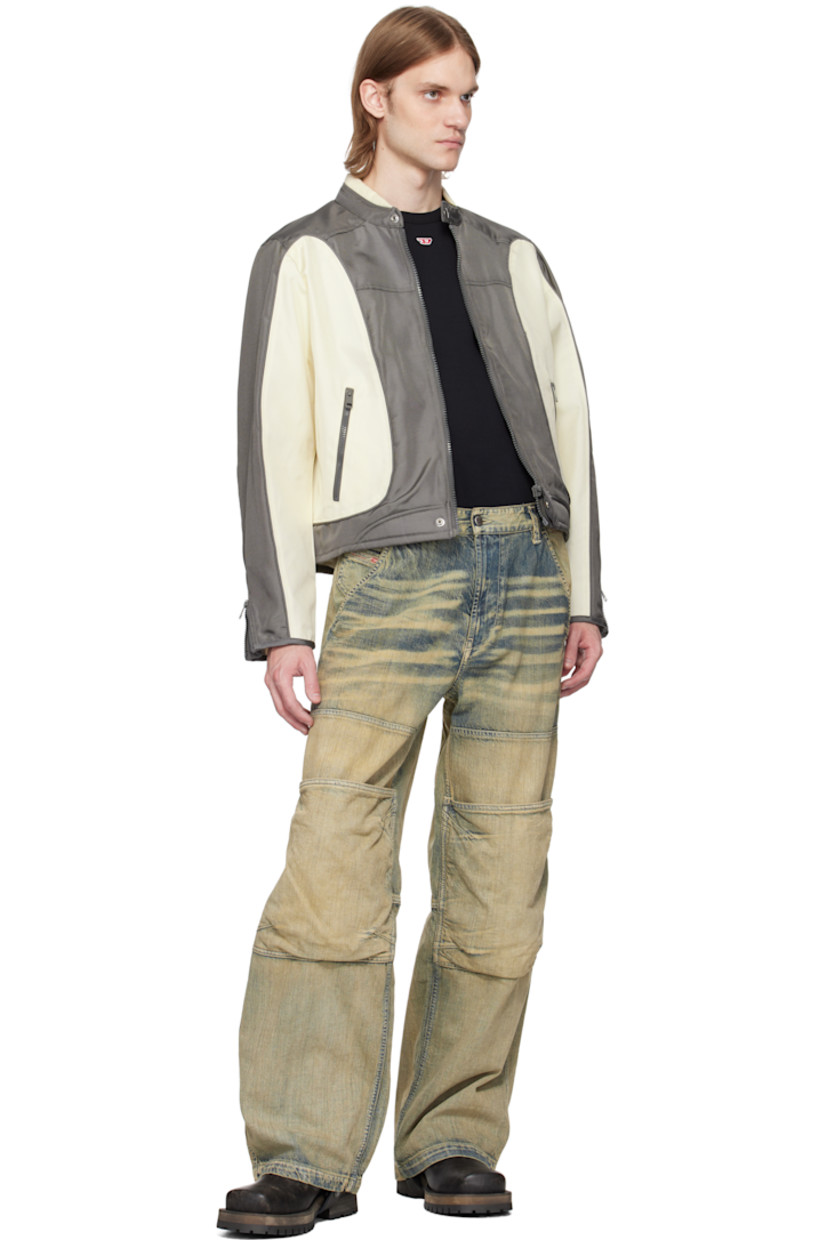 Stonewashed non-stretch denim jeans. Fading, whiskering, and subtle distressing throughout. 

· Mid-rise
· Belt loops 
· Five-pocket styling 
· Zip fly 
· Logo patch at coin pocket 
· Patch pocket and darts at knees 
· Logo hardware at back waistband 
· Logo-engraved silver-tone hardware 

Supplier color: Medium blue