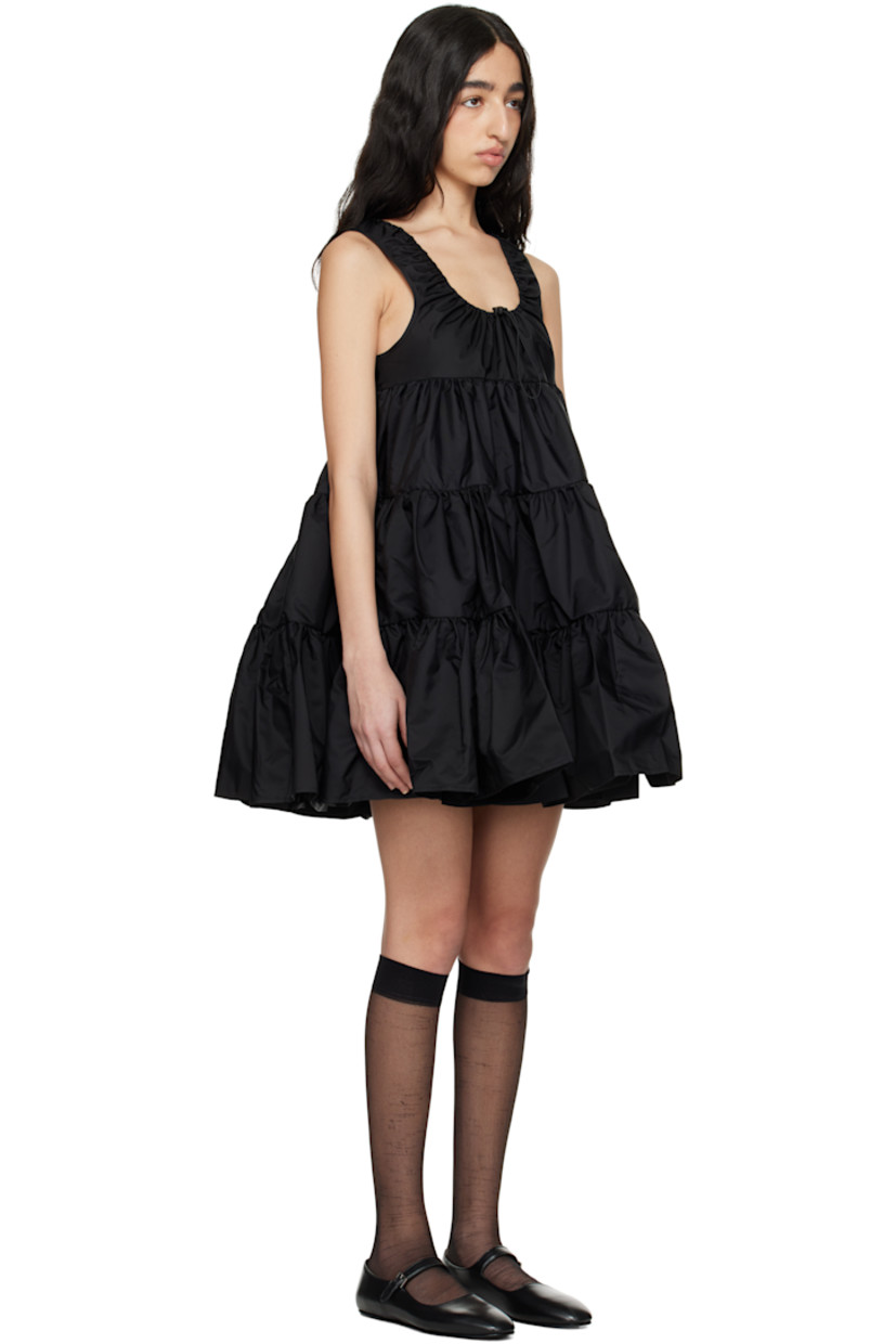 Nylon taffeta minidress. Gathering throughout.

· Bungee-style drawstring at scoop neck
· Seam pockets
· Tiered skirt

Supplier color: Black