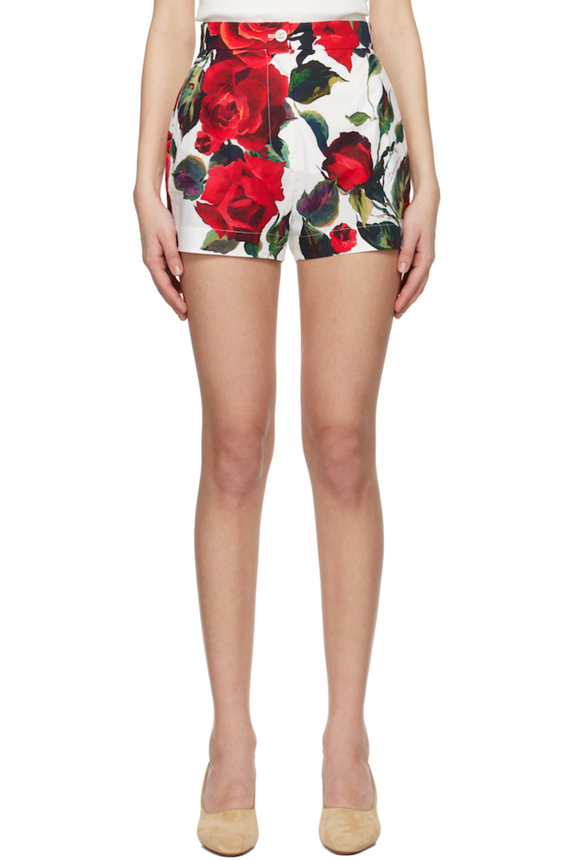 Cotton poplin shorts. Floral pattern printed throughout.

· High-rise
· Four-pocket styling
· Zip-fly
· Darts at front and back waistband

Supplier color: Rosa rossa