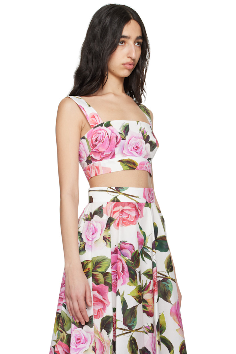 Cotton poplin camisole. Floral pattern printed throughout. 

· Square neck
· Darts at chest
· Cropped hem
· Fixed shoulder straps
· Zip closure at back
· Fully lined

Supplier color: Print