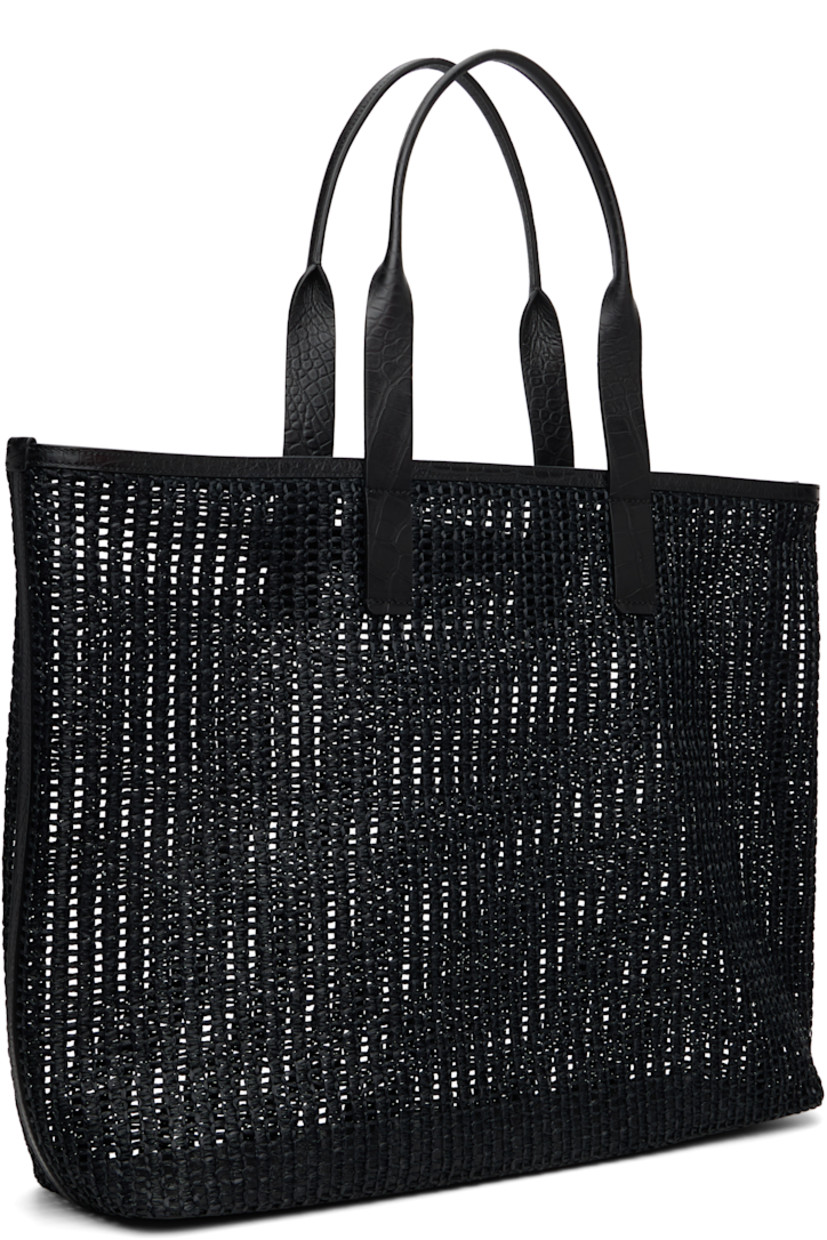 Woven tote.

· Croc-embossed calfskin trim throughout
· Fixed shoulder straps
· Logo stamp and D-ring at face
· H16.75" x W23.5" x D5.75"

Supplier color: Nero/Nero