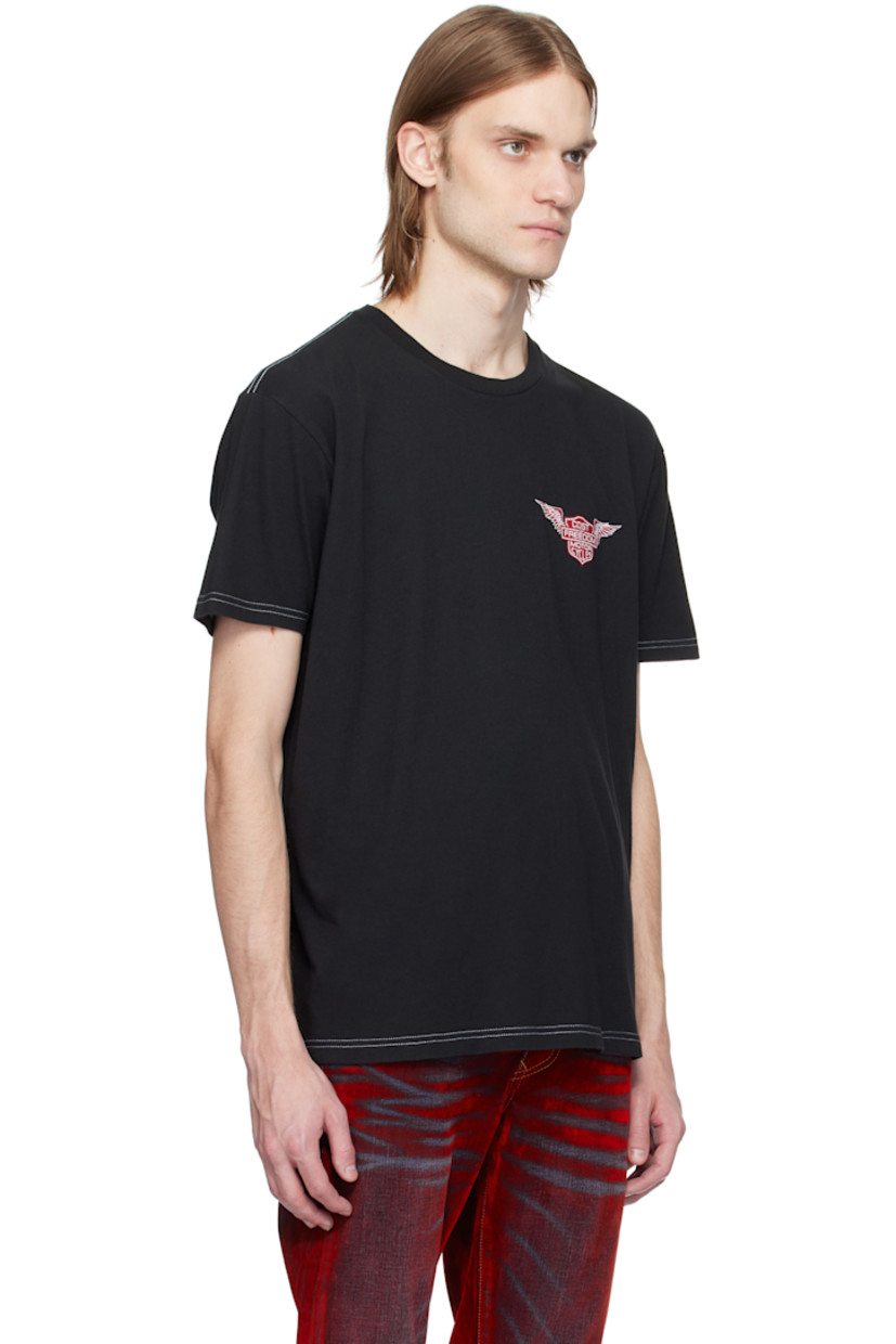 Cotton jersey T-shirt.

· Rib-knit crewneck
· Logo graphic printed at chest and back
· Contrast stitching in white

Supplier color: Black