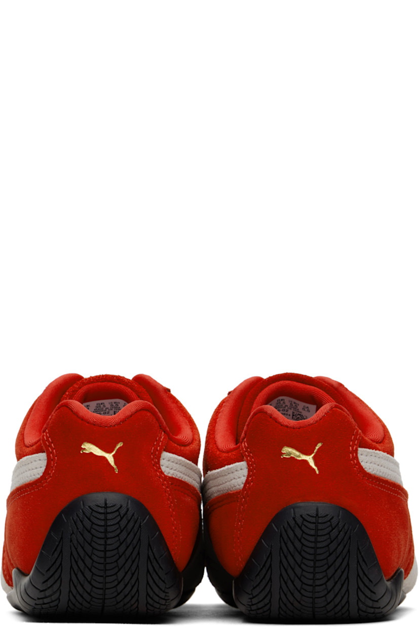 Low-top LWG-certified suede sneakers in red and white. 

· Logo embroidered at toe
· Lace-up closure
· Logo stamp at padded tongue
· Padded collar
· Logo stamp at outer side and heel tab
· Formstrip at sides
· Cushioned OrthoLite® footbed
· Mesh lining
· Treaded rubber sole

Supplier color: All time red/White