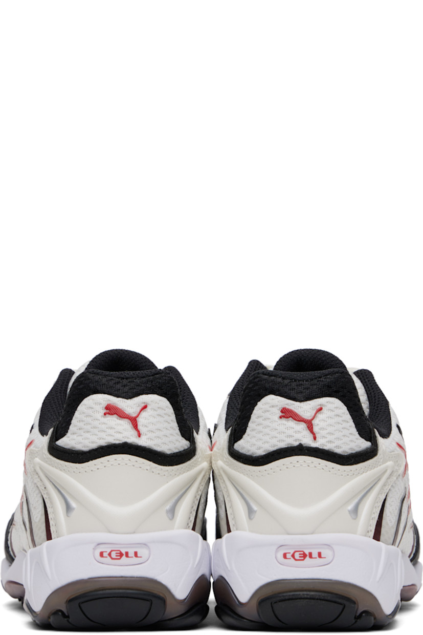 Low-top mesh sneakers in off-white and red. Rubber trim, faux-leather appliqués, and reflective detailing throughout.

· Lace-up closure
· Logo bonded at tongue and heel
· Padded tongue and collar
· Quilted faux-leather stripe at sides
· Perforations at sides
· Cushioned Ortholite™ insole
· Mesh lining
· Treaded rubber sole

Part of the PUMA x A$AP Rocky collaboration.

Supplier color: Warm white/For all time red