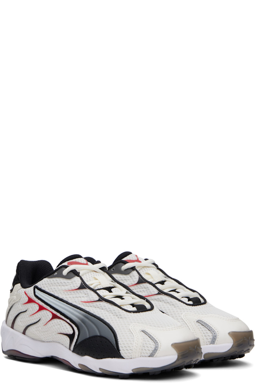 Low-top mesh sneakers in off-white and red. Rubber trim, faux-leather appliqués, and reflective detailing throughout.

· Lace-up closure
· Logo bonded at tongue and heel
· Padded tongue and collar
· Quilted faux-leather stripe at sides
· Perforations at sides
· Cushioned Ortholite™ insole
· Mesh lining
· Treaded rubber sole

Part of the PUMA x A$AP Rocky collaboration.

Supplier color: Warm white/For all time red