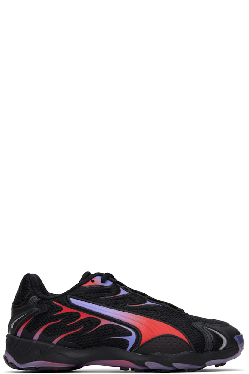 Low-top mesh sneakers in black and red. Rubber trim, faux-leather appliqués, and reflective detailing throughout.

· Lace-up closure
· Logo bonded at tongue and heel
· Padded tongue and collar
· Quilted faux-leather stripe at sides
· Perforations at sides
· Cushioned Ortholite™ insole
· Mesh lining
· Treaded rubber sole

Part of the PUMA x A$AP Rocky collaboration.

Supplier color: Puma black/Puma red