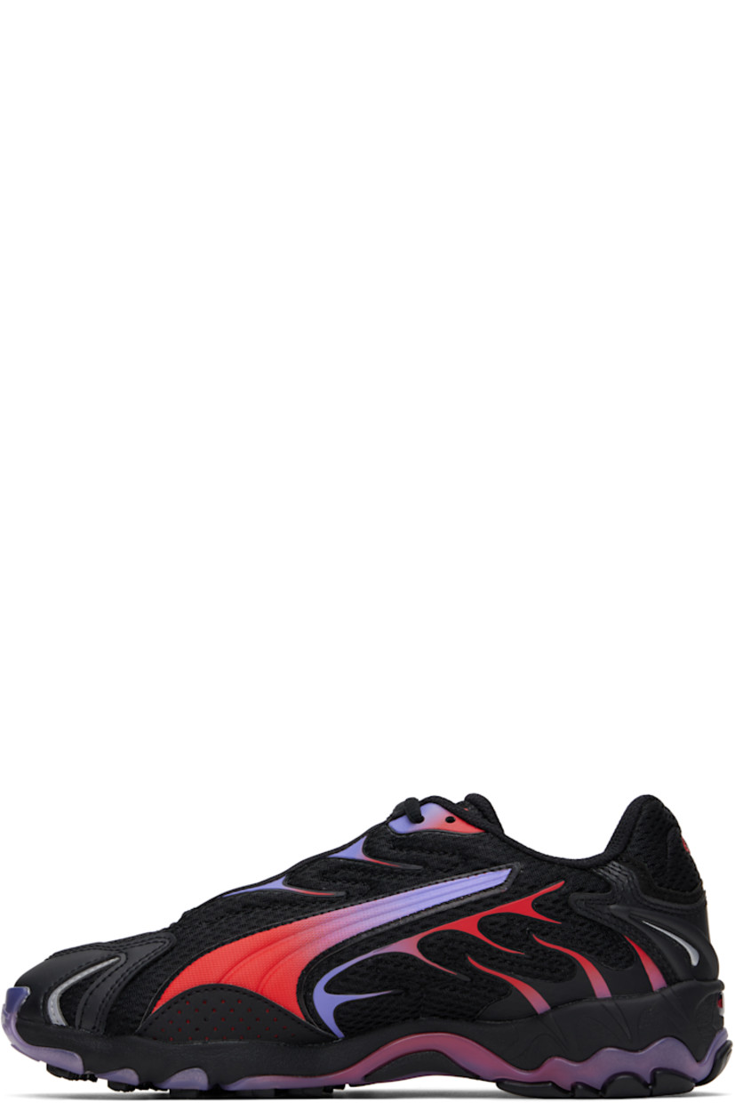 Low-top mesh sneakers in black and red. Rubber trim, faux-leather appliqués, and reflective detailing throughout.

· Lace-up closure
· Logo bonded at tongue and heel
· Padded tongue and collar
· Quilted faux-leather stripe at sides
· Perforations at sides
· Cushioned Ortholite™ insole
· Mesh lining
· Treaded rubber sole

Part of the PUMA x A$AP Rocky collaboration.

Supplier color: Puma black/Puma red