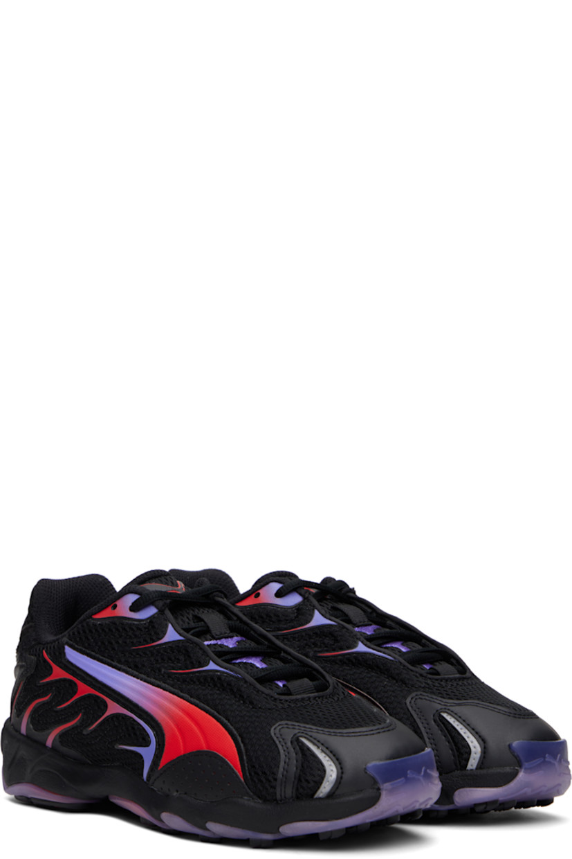 Low-top mesh sneakers in black and red. Rubber trim, faux-leather appliqués, and reflective detailing throughout.

· Lace-up closure
· Logo bonded at tongue and heel
· Padded tongue and collar
· Quilted faux-leather stripe at sides
· Perforations at sides
· Cushioned Ortholite™ insole
· Mesh lining
· Treaded rubber sole

Part of the PUMA x A$AP Rocky collaboration.

Supplier color: Puma black/Puma red