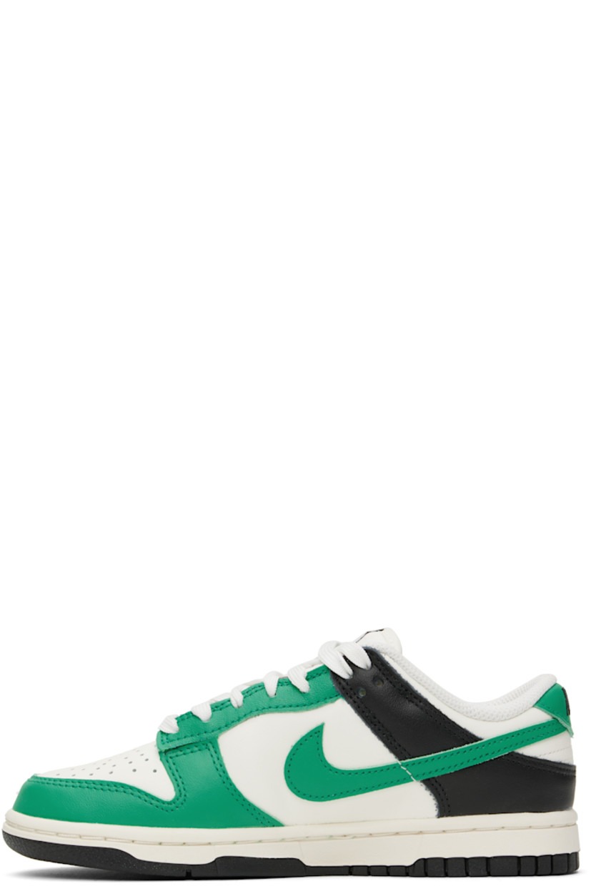 Low-top buffed leather sneakers in green, white, and black.

· Perforations at toe
· Lace-up closure
· Logo patch at padded tongue
· Padded collar
· Swoosh appliqué at sides
· Logo embroidered at heel tab
· Mesh lining
· Foam rubber midsole
· Treaded rubber sole

Please note that this item may be shipped only within North America.

Supplier color: Sail/Stadium green/Black
