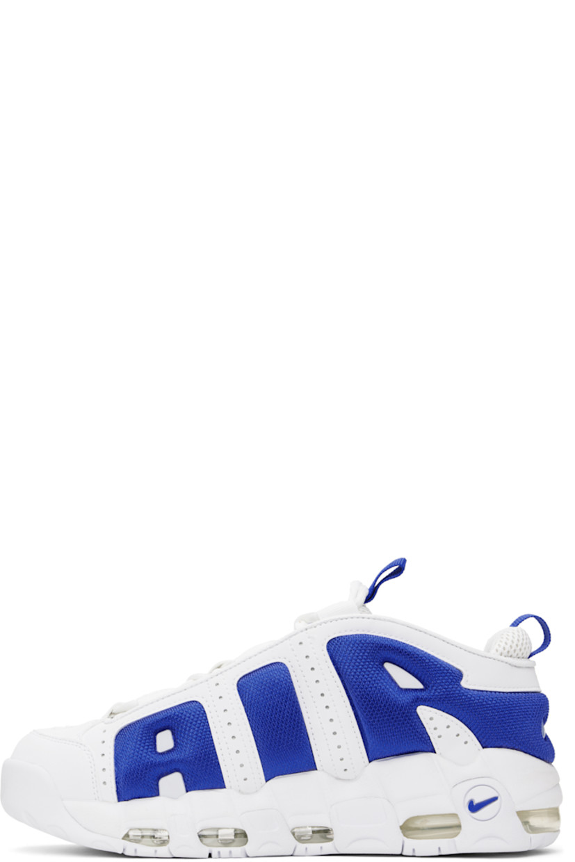 Mid-top buffed leather and mesh sneakers in white and blue.

· Perforations throughout
· Swoosh embroidered at toe
· Lace-up closure
· Rubberized Swoosh at padded tongue
· Pull-loop at tongue and heel tab
· Padded collar
· Padded logo appliqués at sides
· Mesh lining
· Swoosh embossed at outer midsole
· Air Max units at foam rubber midsole
· Treaded rubber sole

Please note that this item may be shipped only within North America.

Supplier color: White/Hyper royal/Psychic blue