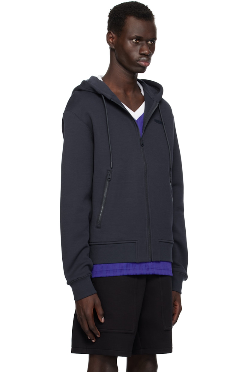 Relaxed-fit double-faced cotton-blend jersey hoodie.

· Drawstring at hood
· Logo bonded at chest
· Zip closure
· Zip pockets 
· Rib-knit hem and cuffs
· Dropped shoulders 

Supplier color: Navy