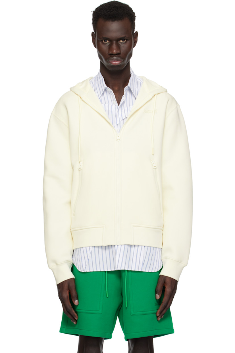 Relaxed-fit double-faced cotton-blend jersey hoodie.

· Drawstring at hood
· Logo bonded at chest
· Zip closure
· Zip pockets 
· Rib-knit hem and cuffs
· Dropped shoulders 

Supplier color: Cream