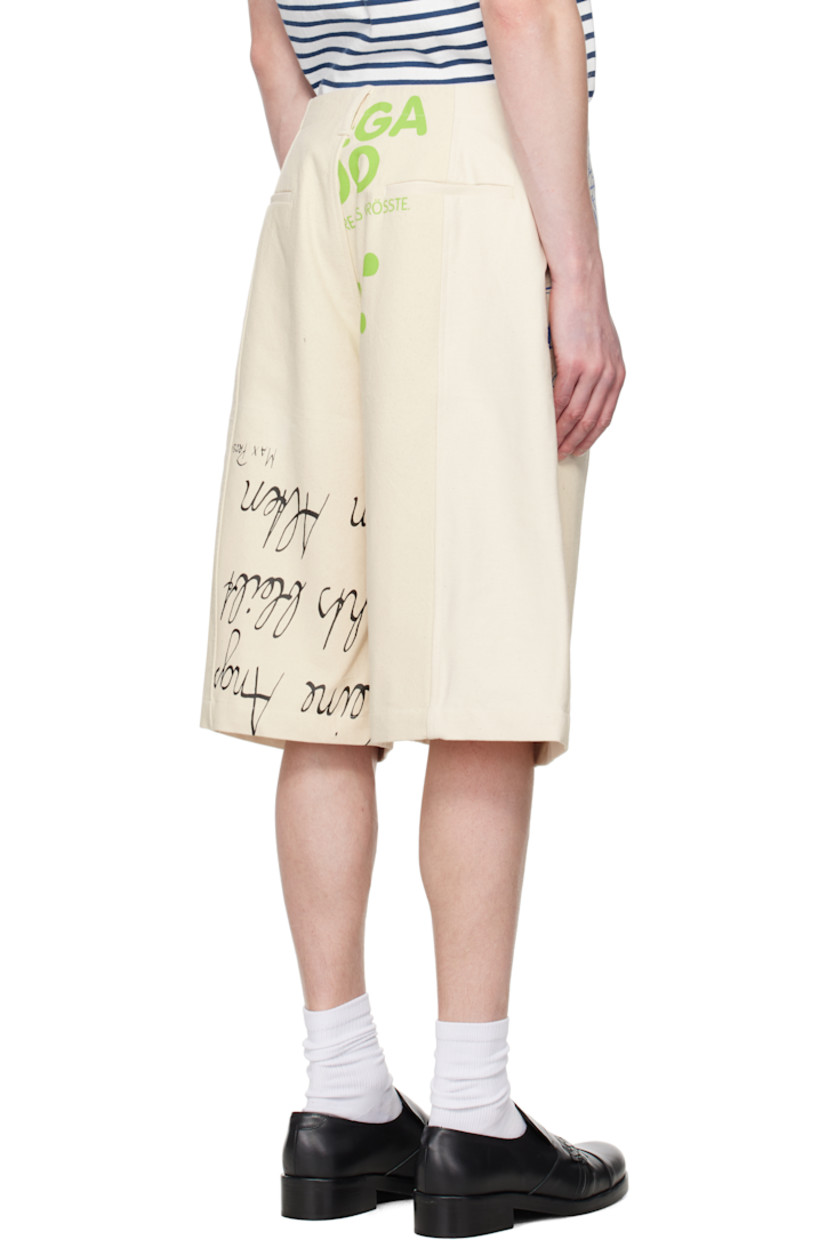 Regenerated cotton canvas and hopsack shorts. Graphics, texts, and logos printed throughout. 

· Paneled construction 
· Belt loops
· Four-pocket styling
· Zip fly 

Each item is unique. Please note coloring and finishings may vary. 

Supplier color: Ecru