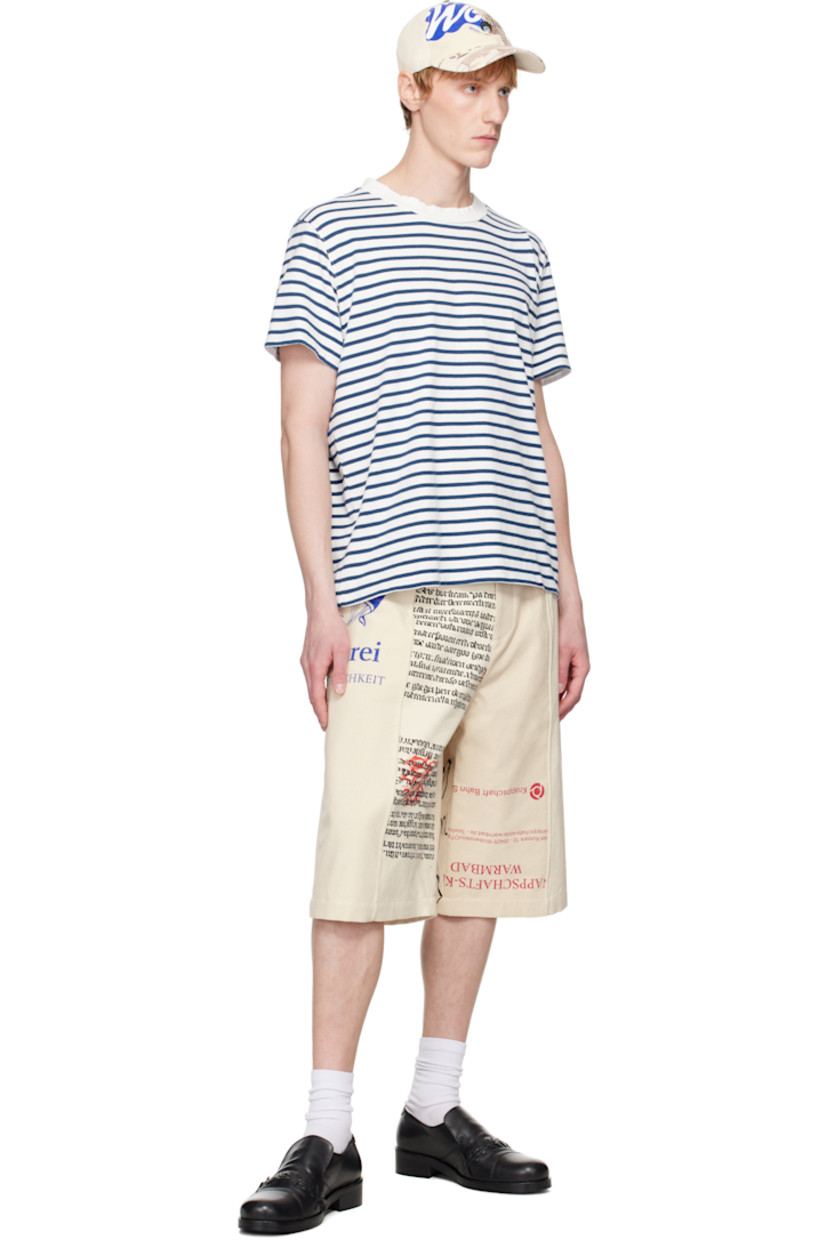 Regenerated cotton canvas and hopsack shorts. Graphics, texts, and logos printed throughout. 

· Paneled construction 
· Belt loops
· Four-pocket styling
· Zip fly 

Each item is unique. Please note coloring and finishings may vary. 

Supplier color: Ecru