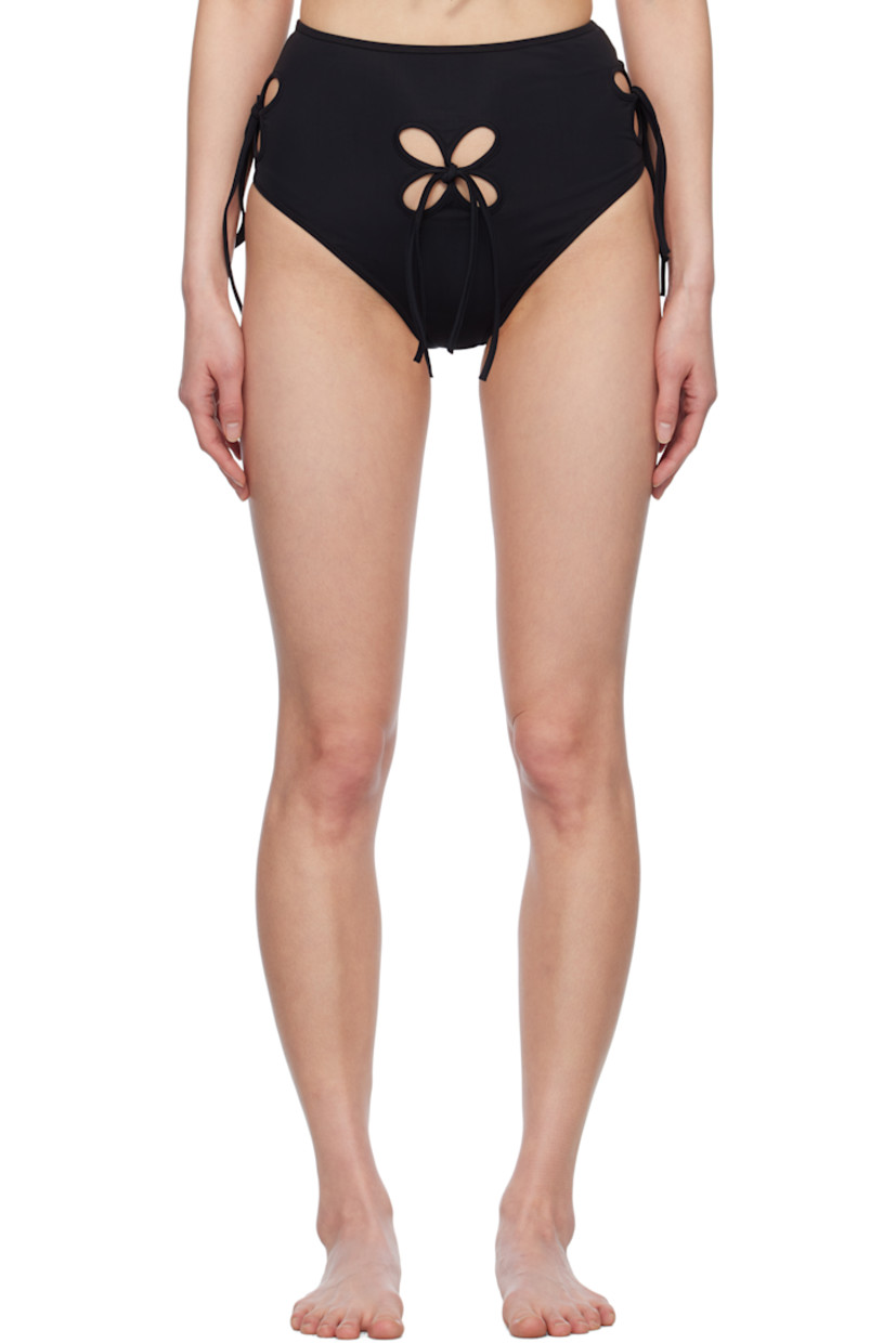 GRS-certified stretch recycled polyester jersey bikini bottom. Floral cutouts with self-tie fastening throughout. 

· UPF 50+ protection
· High-rise 
· Elasticized waistband
· Partial mesh lining

Supplier color: Black